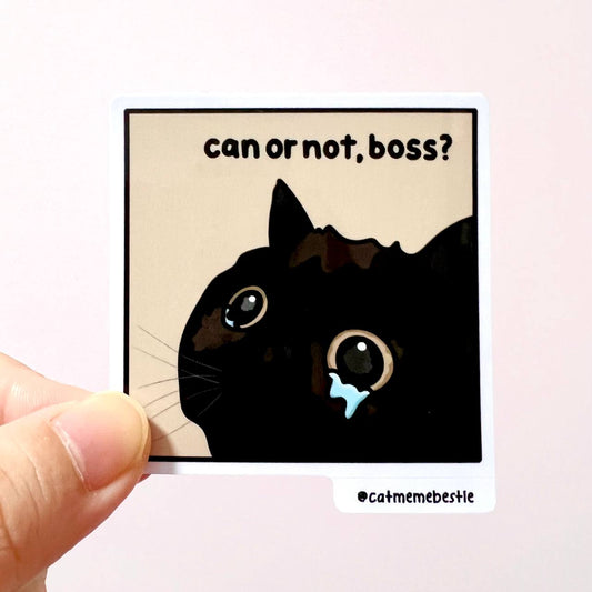 "can or not, boss?" sticker