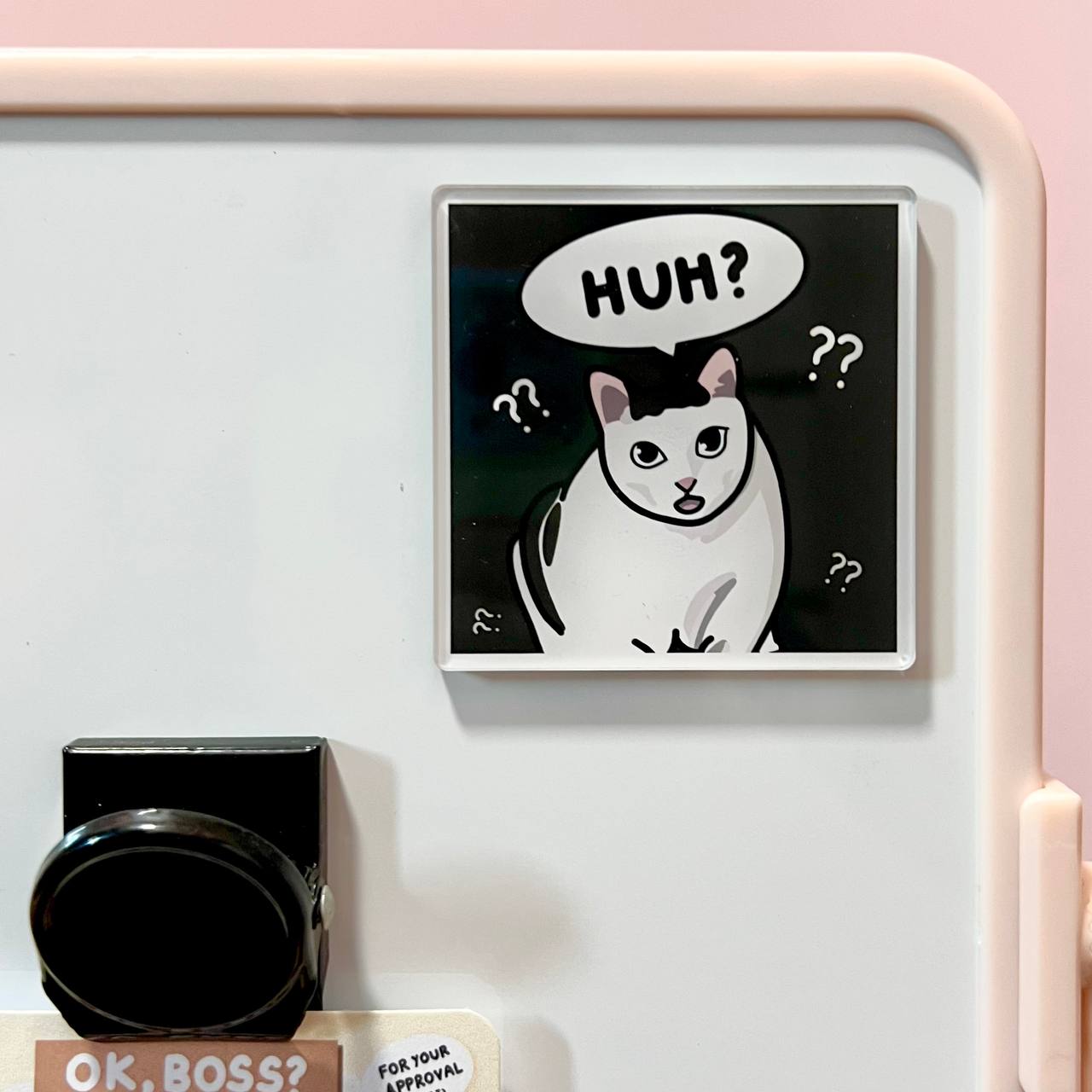 "huh?" acrylic magnet