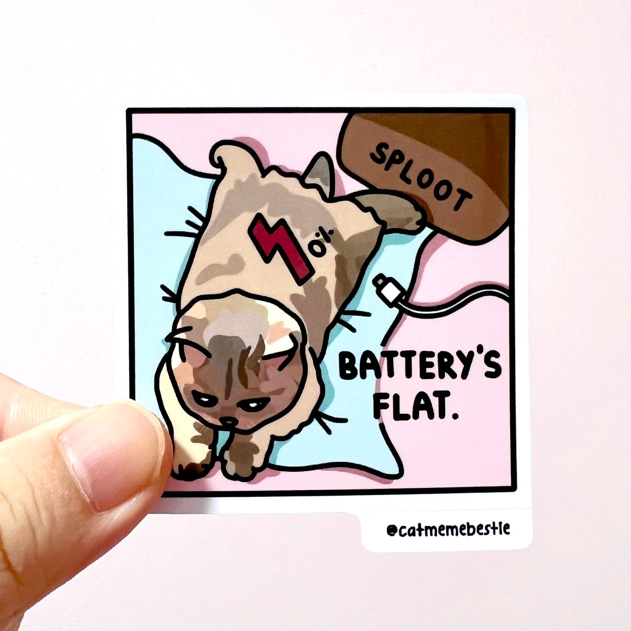 "battery's flat" sticker