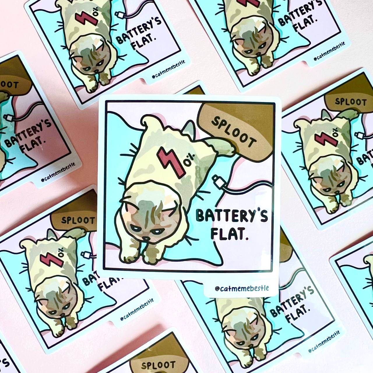 "battery's flat" sticker