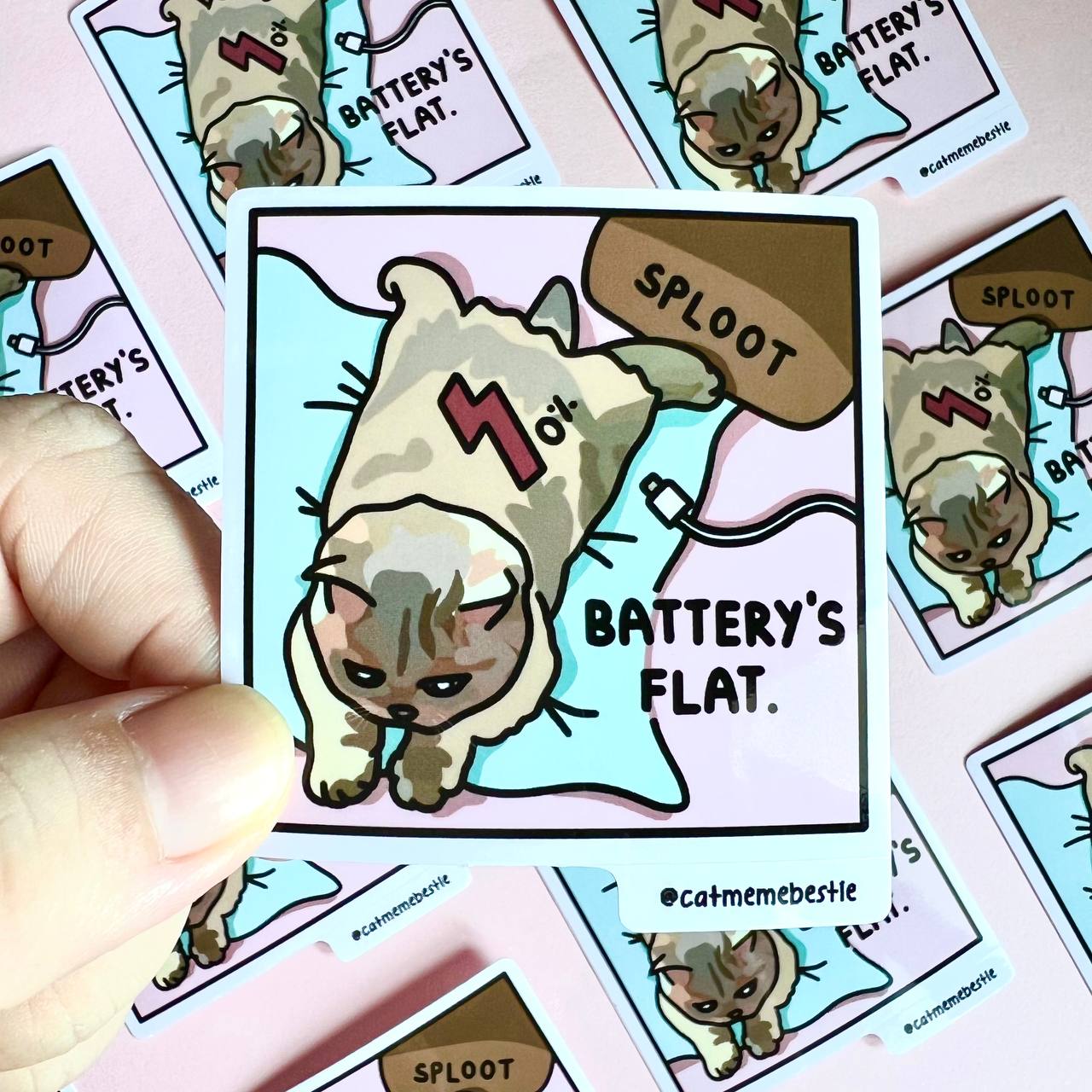 "battery's flat" sticker