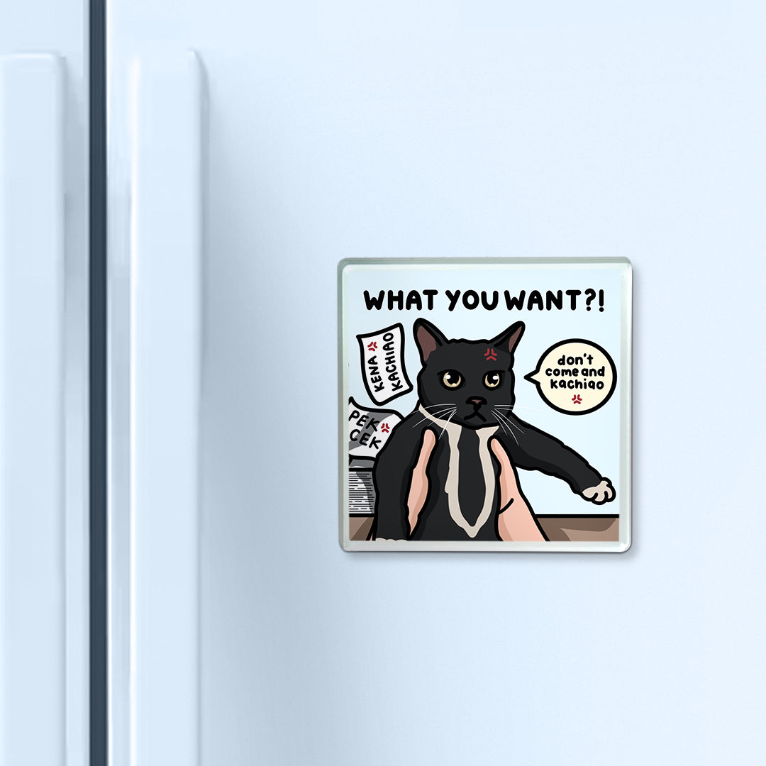 "what you want?" acrylic magnet